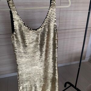 Sequin Dress NICOLE MILLER GOLD EVENING Cocktail KNEE LENGTH MEDIUM
